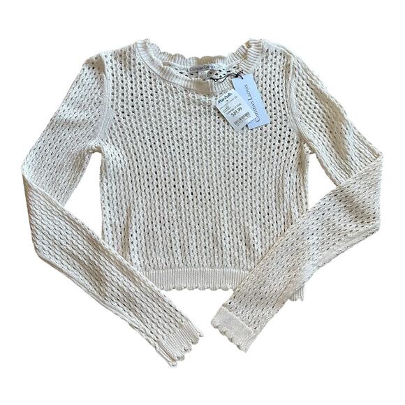 Nwt Christian Lacroix cream-colored open-knit crew neck sweater extra small - Picture 2 of 10